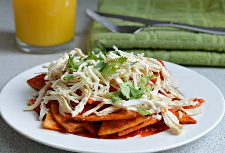 Red Chilaquiles with Chicken - the smoky, delicious salsa is absolutely amazing!