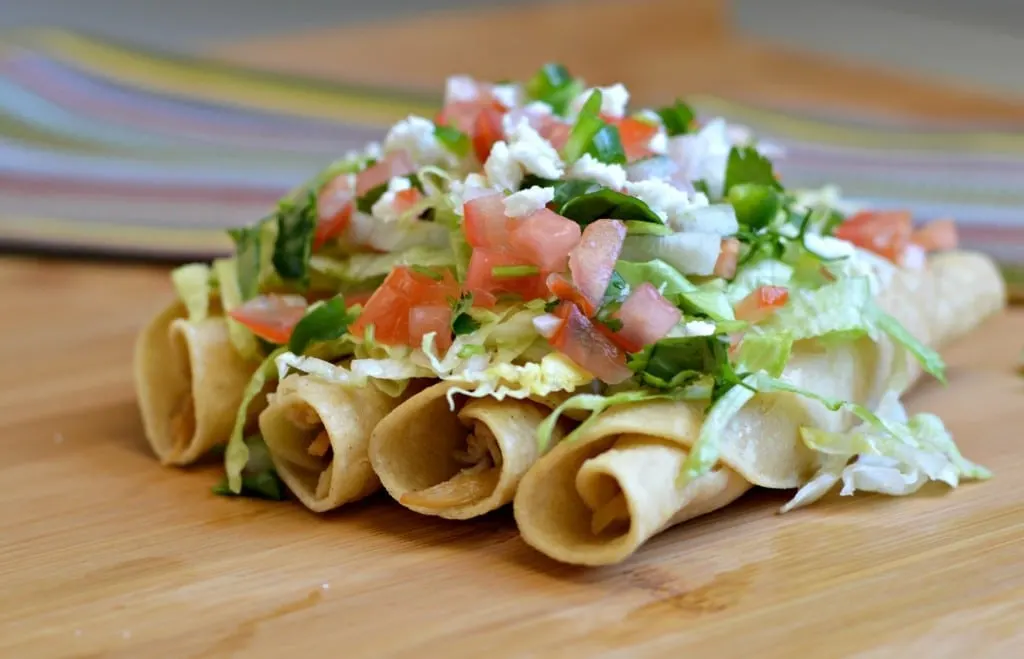 chicken flautas with toppings