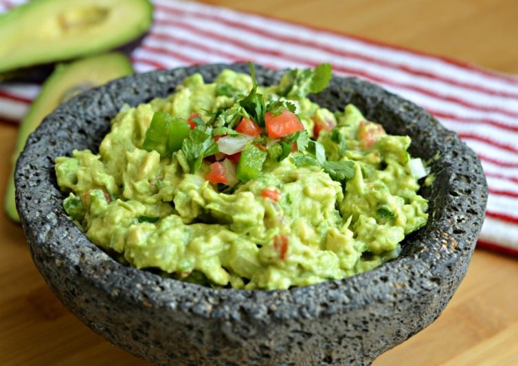 Authentic Guacamole made in a molcajete