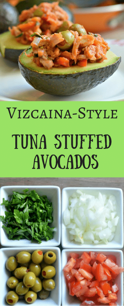 These Vizcaina-Style Tuna Stuffed Avocados are such a delicious meal and perfect for the holiday season! Check them out now.