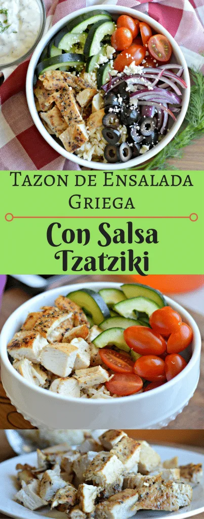 Este Tazon de ensalada griega con salsa tzatziki es perfecta si quieres comenzar a comer mas saludable. Pruebalo hoy!
