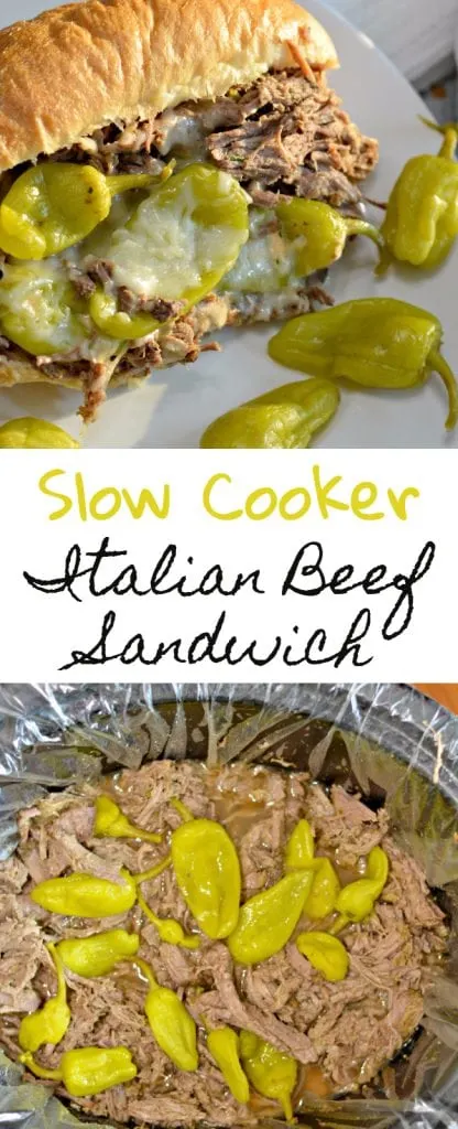 Slow Cooker Italian Beef Sandwich recipe with slow cooked, tender beef, delicious golden Mezzetta peperoncini, and soft bread.