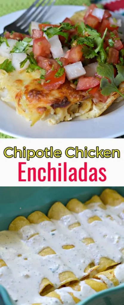 Chipotle Chicken Enchiladas made with homemade alfredo sauce and pico de gallo is a delicious twist on a Mexican classic. 