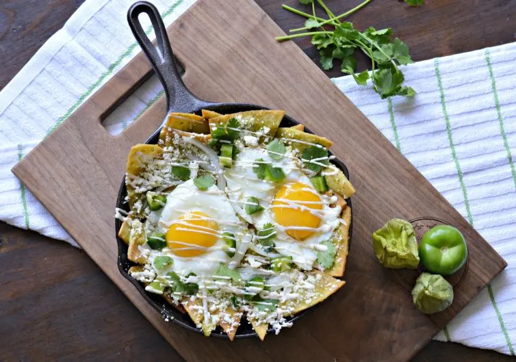 This Healthy and Easy Chilaquiles Recipe is a complete breakfast option which omits the step of frying tortilla chips from the original recipe and is delicious!
