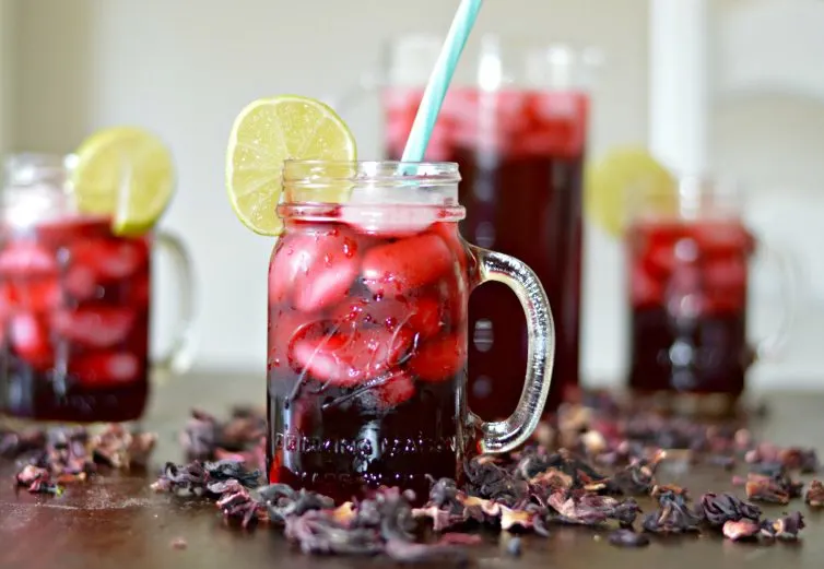 Hibiscus tea, also known as "agua de jamaica", is delicious, refreshing and a very popular beverage throughout Mexico.