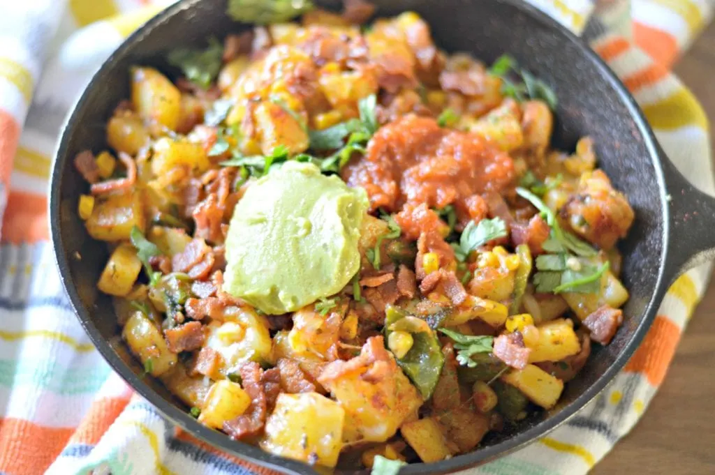 Tex Mex Bacon and Potato Hash in skillet