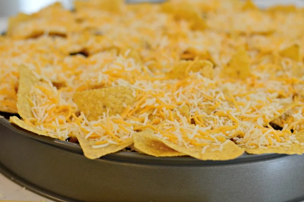 Smoked Nachos with shredded cheese