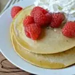 Healthy Pancakes with cream and raspberries