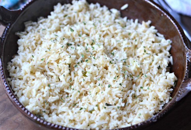 Close up of rice pilaf in a dish