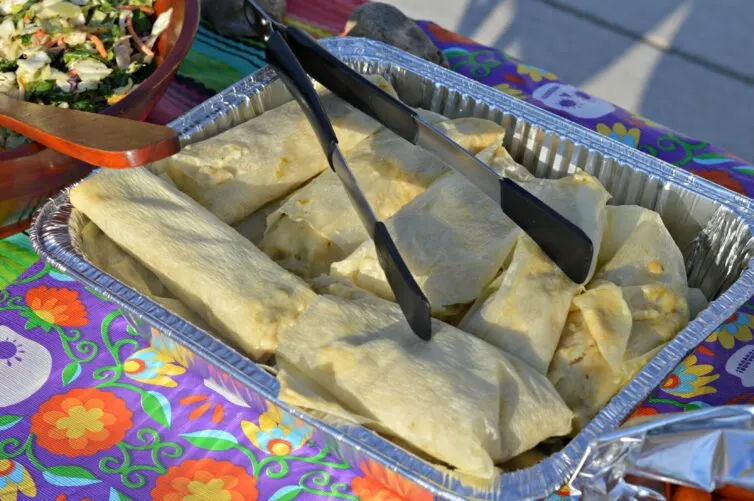 Tamales at a party outside on a table
