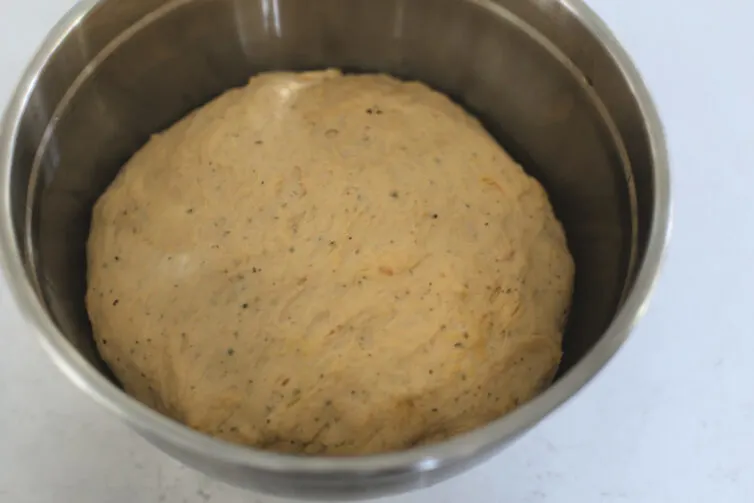 Smoked pizza dough after it rises