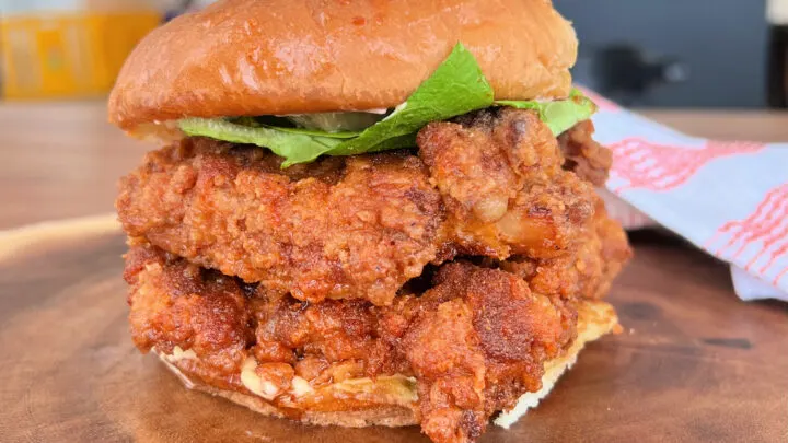 Nashville hot chicken sandwich close up