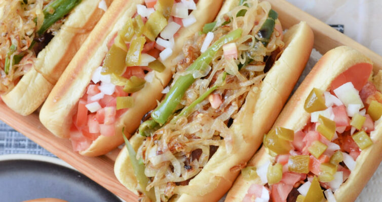 Mexican hot dogs with toppings