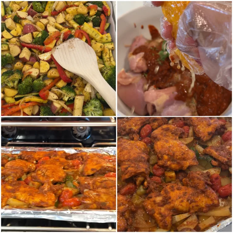 picture showing process for making chicken sheet pan
